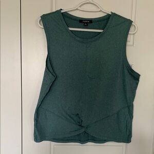 Zobha Green Sleeveless Muscle Tee with Tie Front